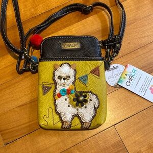 Chala vegan llama cross body cell phone bag, mustard